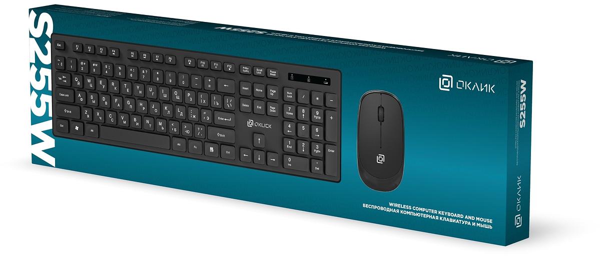 Клавиатура + мышь Оклик S255W клав:черный мышь:черный USB беспроводная Multimedia (1909361) фото 9