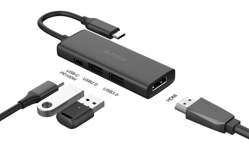 Разветвитель USB-C A4Tech DST-40C 2порт. серый фото 10