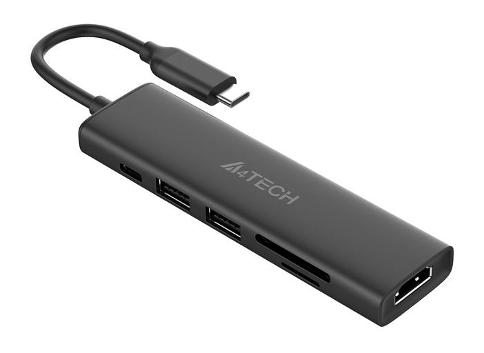 Разветвитель USB-C A4Tech DST-60C 2порт. серый фото 1