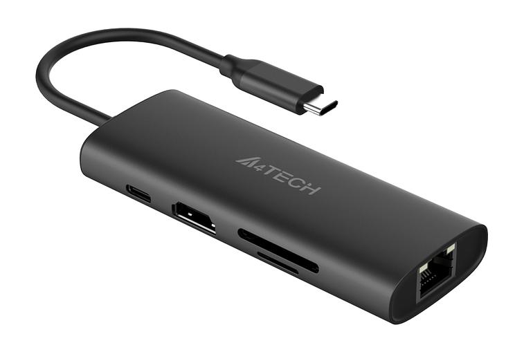 Разветвитель USB-C A4Tech DST-80C 2порт. серый фото 1
