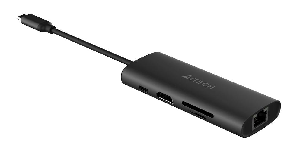 Разветвитель USB-C A4Tech DST-80C 2порт. серый фото 7
