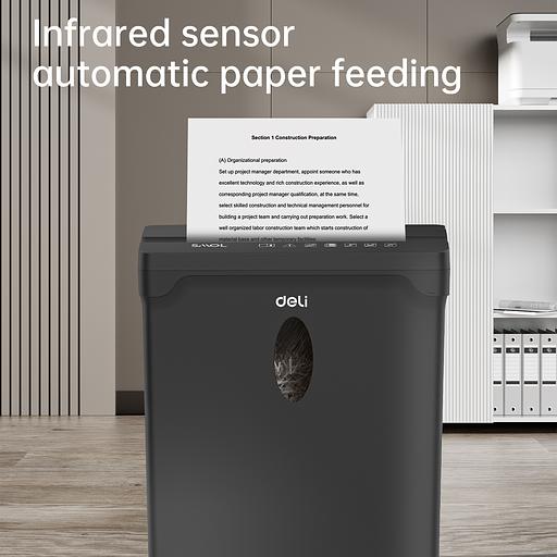 Шредер Deli ET015 черный с автоподачей (секр.P-4) фрагменты 5лист. 10лтр. пл.карты фото 7