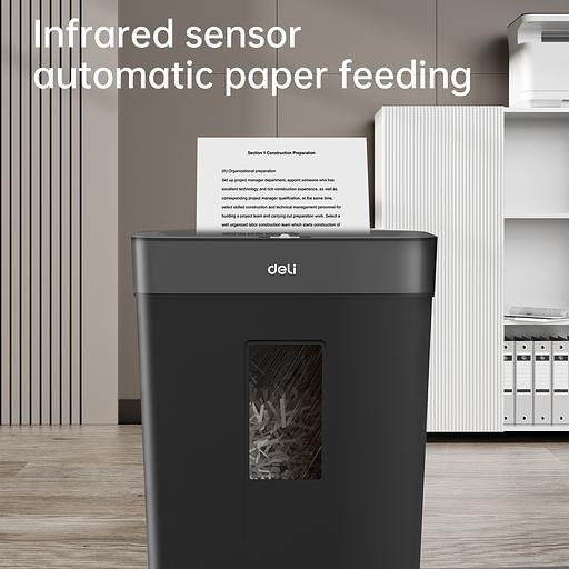 Шредер Deli ET023 черный с автоподачей (секр.P-4) фрагменты 8лист. 15лтр. фото 7