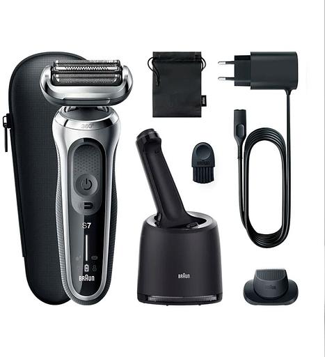 Бритва сетчатая Braun Series 7 71-S7200cc реж.эл.:3 питан.:аккум. черный/серебристый фото 1