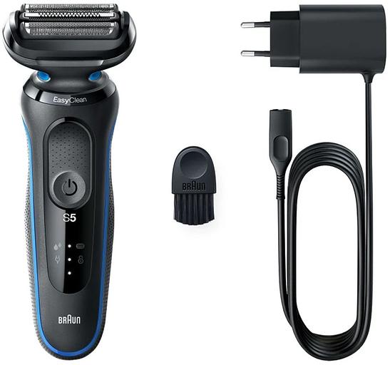 Бритва сетчатая Braun Series 5 51-B1000s реж.эл.:3 питан.:аккум. черный/синий фото 3