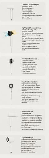 Фен Xiaomi Mi Ionic Hair Dryer H300 EU 1600Вт белый фото 9