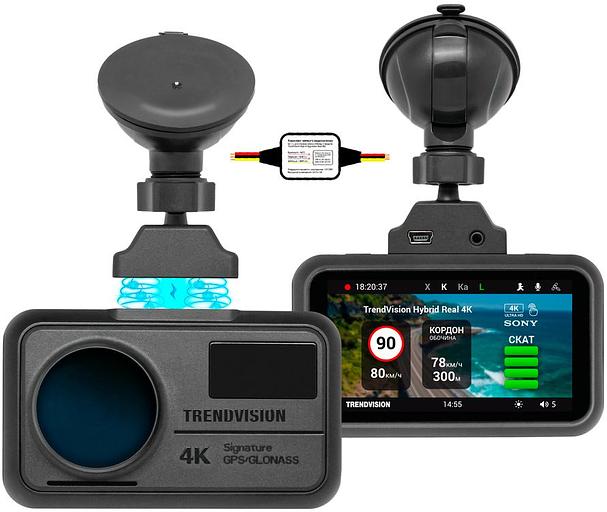 Видеорегистратор с радар-детектором TrendVision Hybrid Signature Real 4K Max GPS ГЛОНАСС черный фото 1
