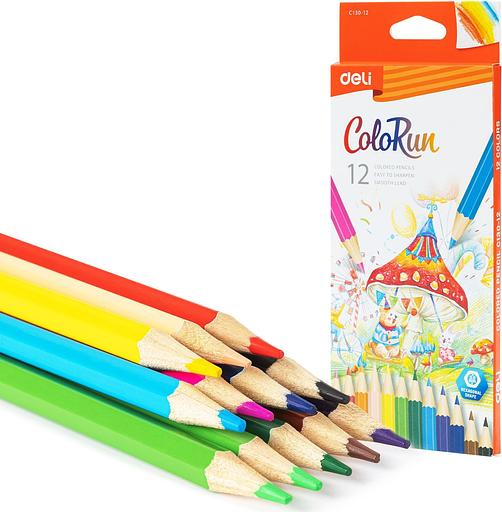 Карандаши цв. Deli EC130-12 ColoRun шестигран. дерево 12цв. коробка/европод. (12шт) фото 1