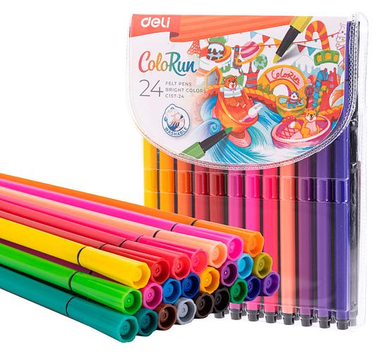 Фломастеры Deli EC157-24 24цв. пакет с европодвесом фото 1