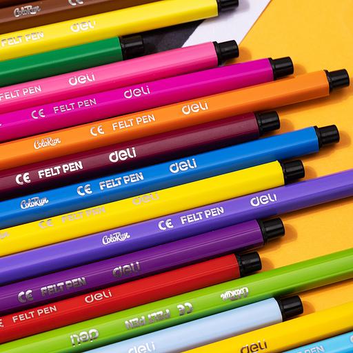 Фломастеры Deli EC156-12 12цв. пластиковая туба фото 3