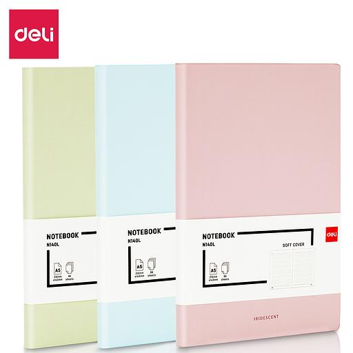 Блокнот Deli EN140LBLUE A5 210х143мм искусст. кожа 96л линейка мягкая обложка голубой фото 9