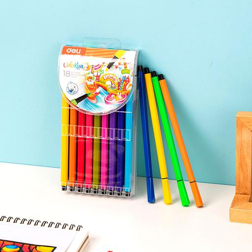 Фломастеры Deli EC157-18 18цв. пакет с европодвесом фото 2