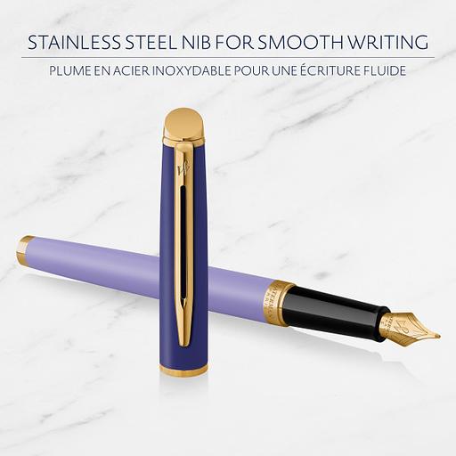 Ручка перьев. Waterman Hemisphere Colour Blocking (2179900) Purple GT F сталь нержавеющая/позолота подар.кор. фото 2