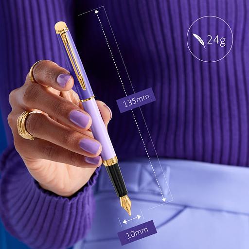 Ручка перьев. Waterman Hemisphere Colour Blocking (2179900) Purple GT F сталь нержавеющая/позолота подар.кор. фото 3