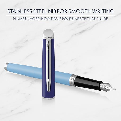 Ручка перьев. Waterman Hemisphere Colour Blocking (2179924) Blue CT F сталь нержавеющая подар.кор. фото 2