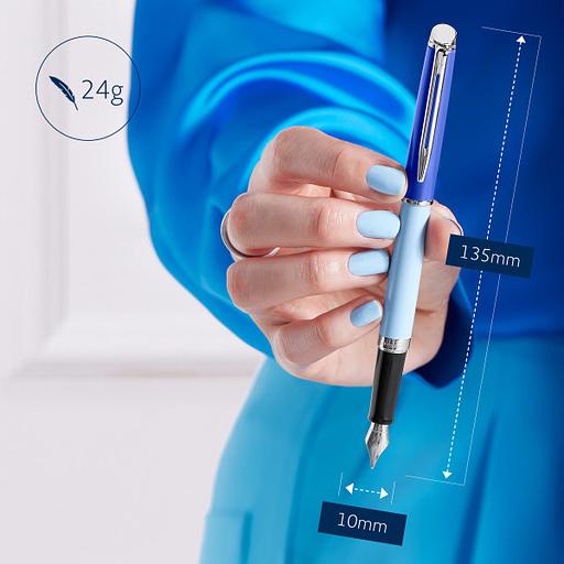 Ручка перьев. Waterman Hemisphere Colour Blocking (2179924) Blue CT F сталь нержавеющая подар.кор. фото 3