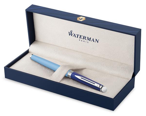 Ручка перьев. Waterman Hemisphere Colour Blocking (2179924) Blue CT F сталь нержавеющая подар.кор. фото 7