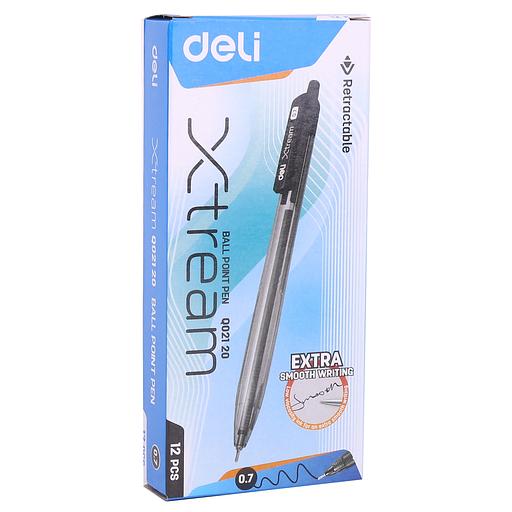 Набор ручек шариков. автоматическая Deli X-tream (EQ02120-P) черн d=0.7мм черн. черн. кор.карт. (12шт) сменный стержень фото 3