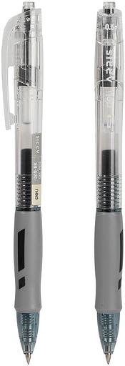 Набор ручек гелев. автоматическая Deli Arris (EG09-BK-P) прозрачный/серый d=0.5мм черн. черн. кор.карт. (12шт) резин. манжета фото 3