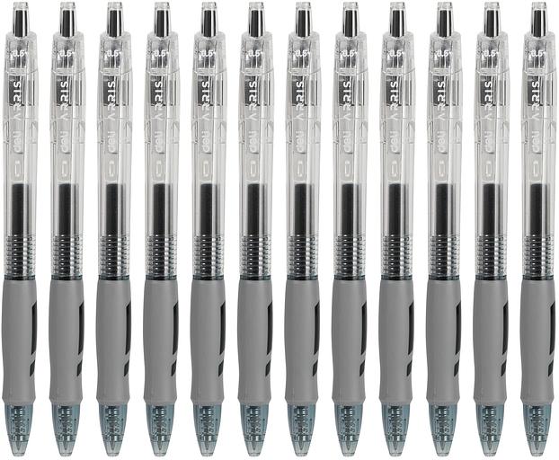 Набор ручек гелев. автоматическая Deli Arris (EG09-BK-P) прозрачный/серый d=0.5мм черн. черн. кор.карт. (12шт) резин. манжета фото 4