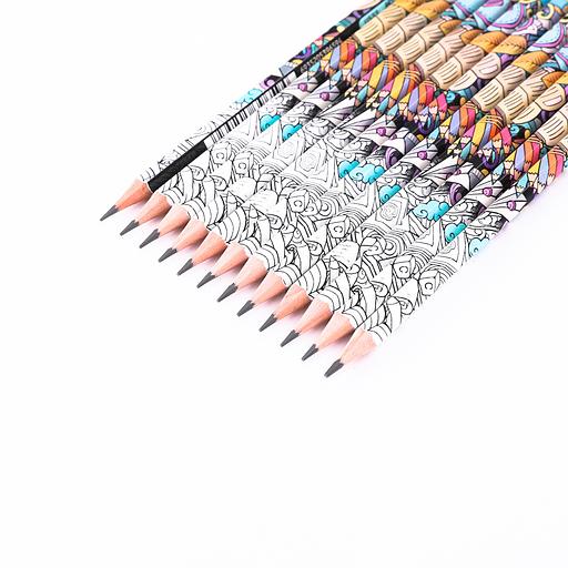 Набор карандашей ч/г Deli EU53300 Arti Graff 2B шестигран. тополь рисунок кор.европод. (12шт) фото 4