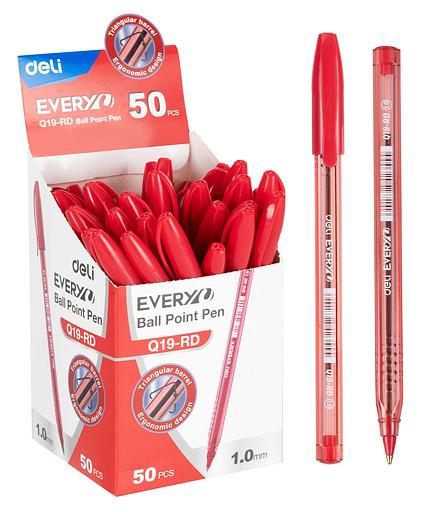 Ручка шариков. Deli EQ19-RD красный d=1мм красн. черн. фото 1
