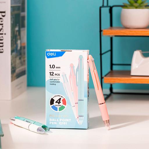 Ручка шариков. Deli EQ181 ассорти d=1мм ассор. черн. фото 2