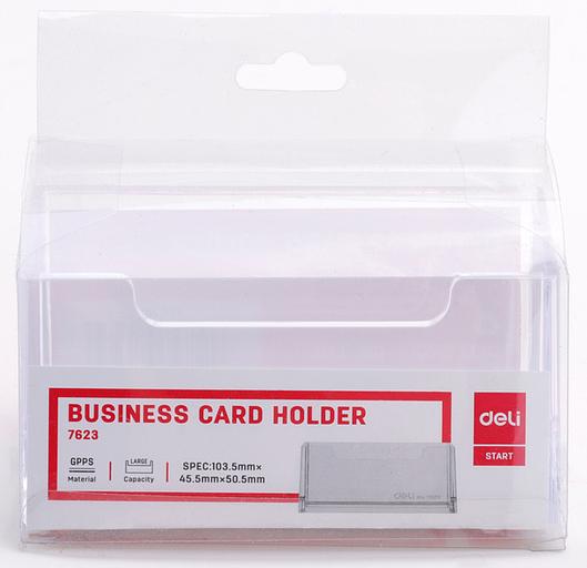 Подставка Deli E7623 для визиток 100х38х82мм прозрачный фото 1