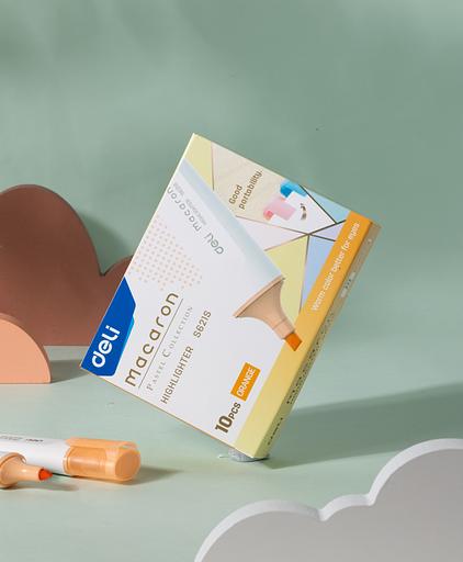 Набор текстовыделителей Deli ES621SORANGE-P Macaron скошенный пиш. наконечник 1-5мм оранжевый (10шт.) фото 9