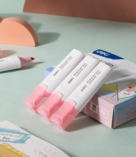 Набор текстовыделителей Deli ES621SPINK-P Macaron скошенный пиш. наконечник 1-5мм розовый (10шт.) фото 5