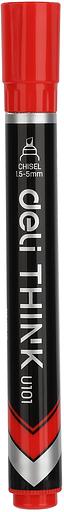 Набор маркеров перманентных Deli EU10140-P Think скошенный пиш. наконечник 1.5-5мм красный коробка картонная (12шт.) фото 4