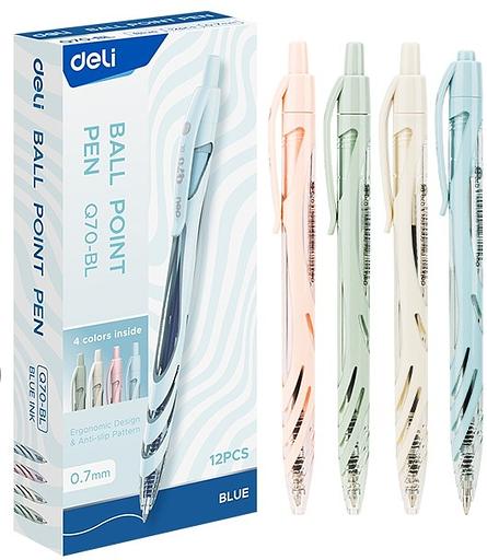 Ручка шариков. автоматическая Deli EQ70-BL ассорти d=0.7мм син. черн. 1стерж. фото 2