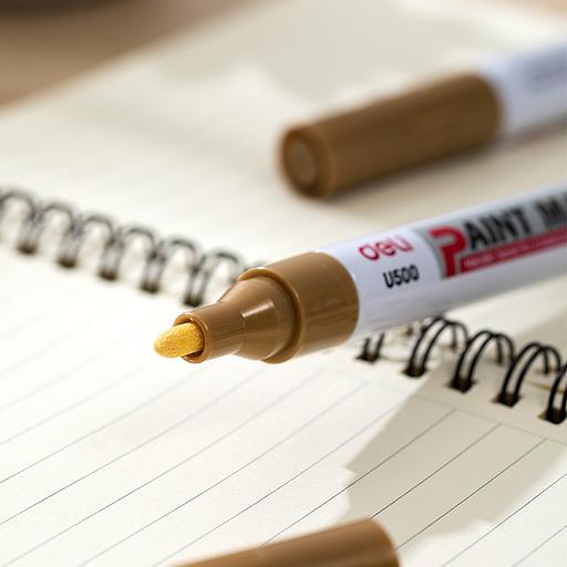 Маркер краска Deli EU500-GD 2мм пулевидный пиш. наконечник золотой фото 3