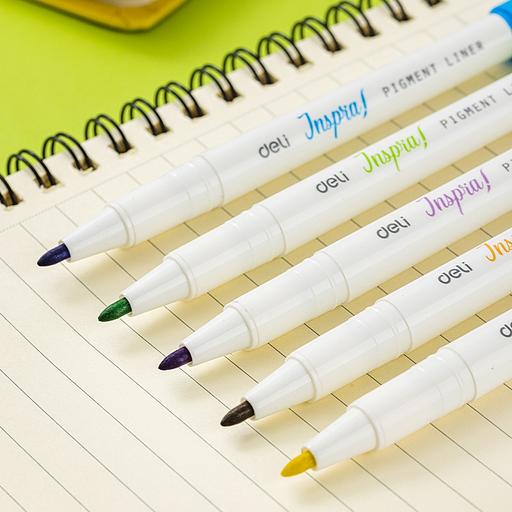 Набор ручек капилляр. Deli Inspira (EU302) d=0.5мм ассор. черн. игловидный пиш. наконечник линия 1.0мм 12цв. фото 2