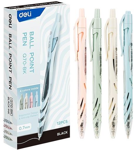 Ручка шариков. автоматическая Deli EQ70-BK ассорти d=0.7мм черн. черн. 1стерж. фото 2