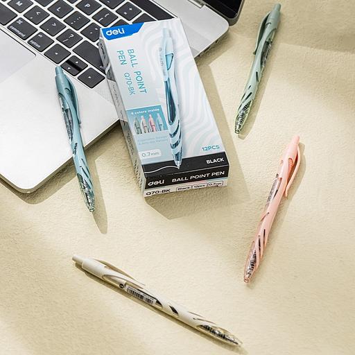 Ручка шариков. автоматическая Deli EQ70-BK ассорти d=0.7мм черн. черн. 1стерж. фото 6