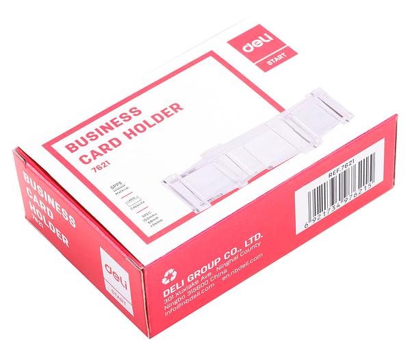 Подставка Deli E7621 для визиток 103х68х34мм прозрачный фото 5