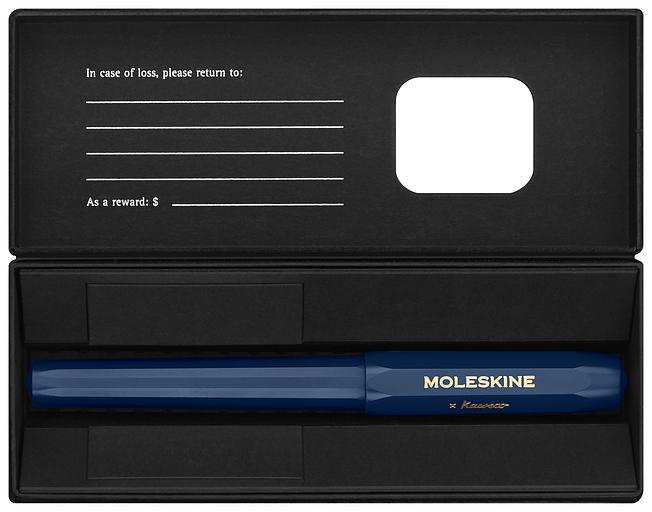 Ручка перьев. Moleskine Kaweco (KAWFOUNTPENMBLUE) синий M сталь нержавеющая/позолота син. черн. подар.кор. фото 3