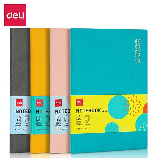 Блокнот Deli EN135LORANGE A5 210х143мм искусст. кожа 80л линейка мягкая обложка оранжевый фото 6