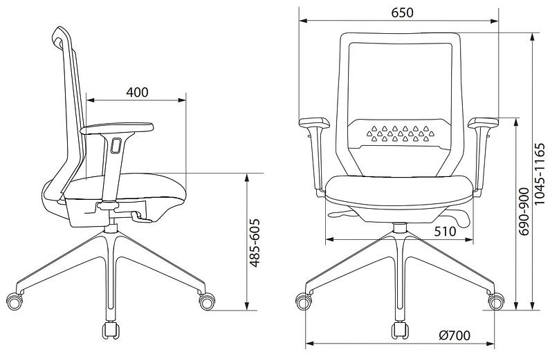 Кресло Бюрократ MC-611NL черный TW-01 38-418 сетка/ткань крестов.4-луч. пластик фото 9