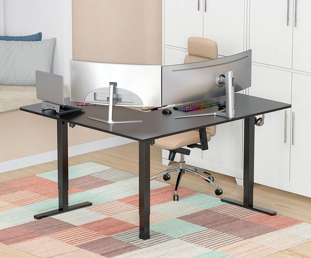 Стол для компьютера Cactus угловой подъёмный столешница МДФ черный каркас черный 140х72х60см (CS-EDXL-BBK) фото 9