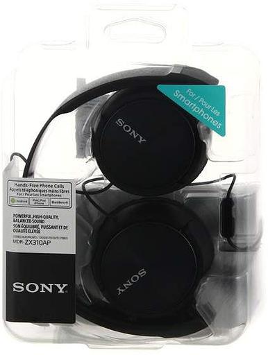 Гарнитура накладные Sony MDR-ZX310AP 1.2м черный проводные оголовье фото 4