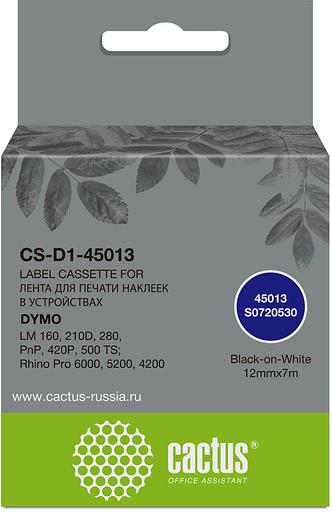 Картридж ленточный Cactus CS-D1-45013 45013 для Dymo LM 160, 210D, 280, PnP, 420P, 500 TS; Rhino Pro 6000, 5200, 4200 фото 1