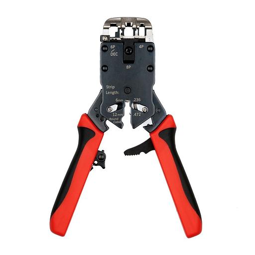 Инструмент обжимной Hyperline HT-3008AR для RJ-45/RJ-12/RJ-11 (упак:1шт) черный/красный фото 2