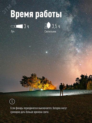 Фонарь ручной Космос KOCAC1011LITH черный 4Вт лам.:светодиод.x1 фото 4