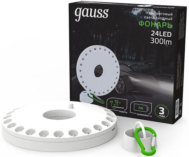 Фонарь походный Gauss GFL003 белый 24Вт лам.:светодиод. AAx3 (GF003) фото 6