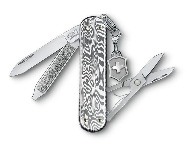 Нож перочинный Victorinox Classic Brilliant Damast (0.6221.34) 58мм 5функц. серебристый подар.коробка фото 5