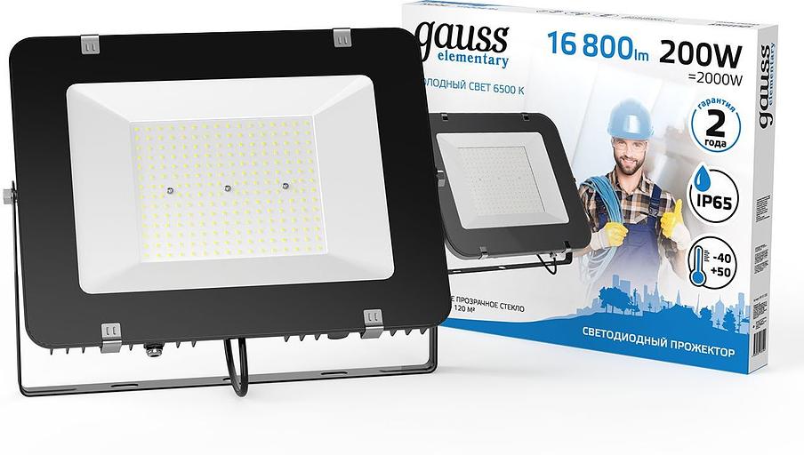 Прожектор уличный Gauss Elementary светодиодный 200Втчерный (691511200) фото 2