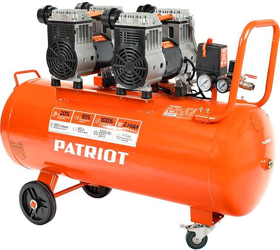 Компрессор поршневой Patriot WO 80-360 безмасляный 80л 2200Вт оранжевый фото 1