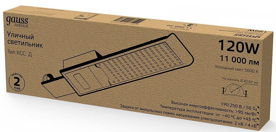 Светильник консольный Gauss 629536320 120Вт ламп.:168шт черный фото 3